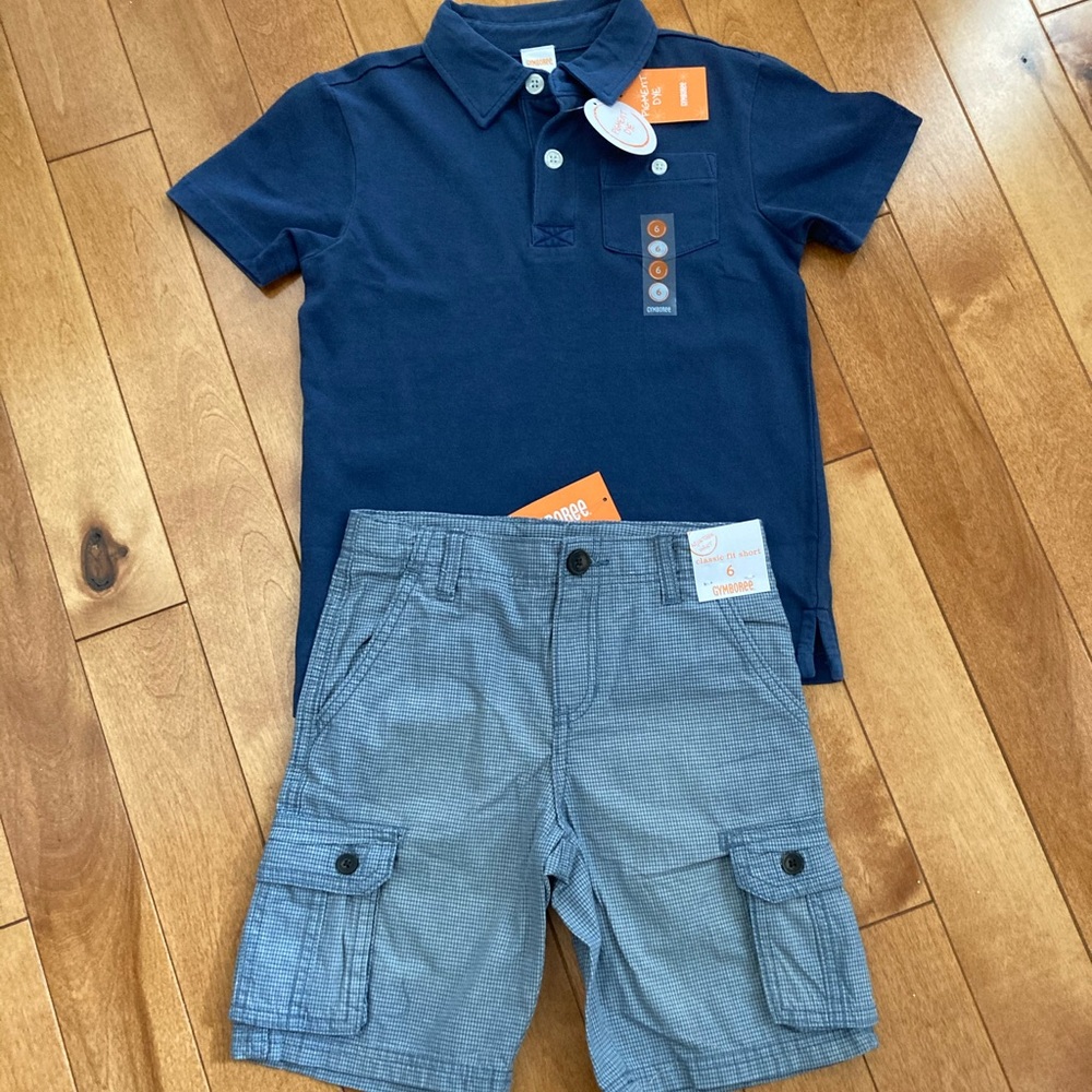 NWT Gymboree Blue Polo with Cargo Short Set Size 6 - Picture 2 of 5